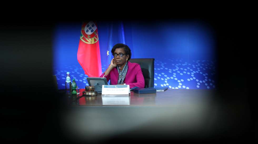 Portuguese Minister of Justice Francisca Van Dunem attends an Informal Video Conference Meeting of European Union (EU) Ministers of Justice under the Portuguese Presidency of the Council, in Lisbon, Portugal, 29 January 2021. On the agenda of the meeting are priorities identified by the Portuguese Presidency in the area of Justice, like protection of vulnerable adults in Europe - the way forward, criminal law and protection of intellectual property rights, relationships between counterfeiting and organized crime and e-justice - towards an inclusive digitalization process. ANTONIO PEDRO SANTOS/LUSA