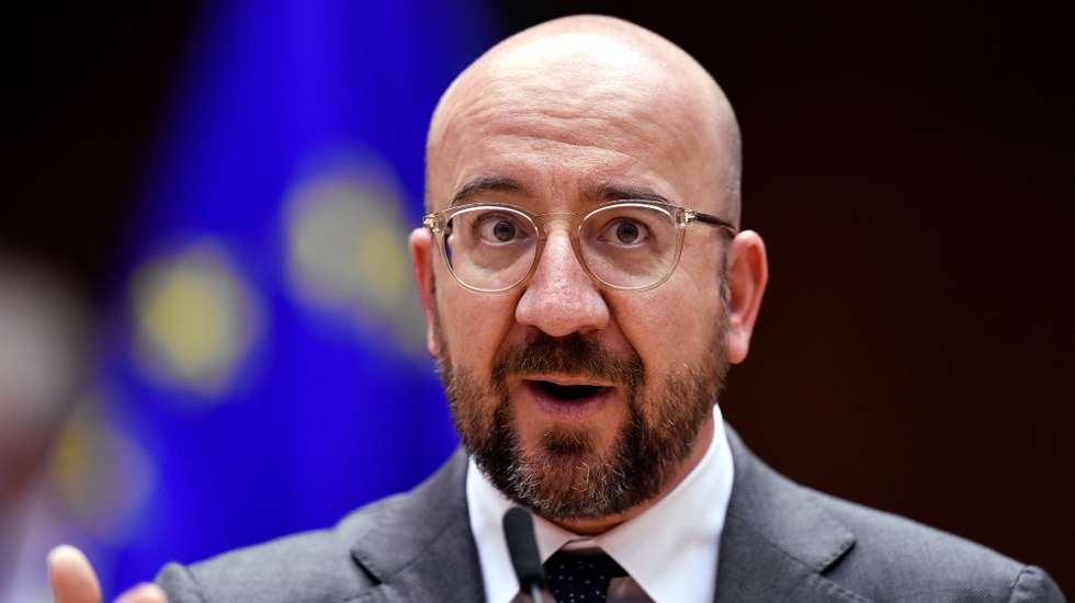 epa08887078 President of the European Council Charles Michel speaks at European Parliament, in Brussels, Belgium, 16 December 2020.  EPA/JOHN THYS / POOL