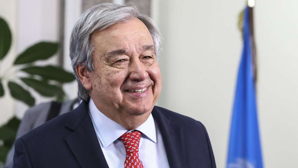 epa10606112 United Nations Secretary-General Antonio Guterres addresses journalists during a press conference in which he talked about the latest developments in the region, including the situation in Sudan, at the UN’s offices in Nairobi, Kenya, 03 May 2023. Guterres said, 'Khartoum is in turmoil, Darfur is burning once again, and the UN Refugee Agency is warning that more than 800,000 people could flee the country in the coming days and weeks.'  EPA/Daniel Irungu