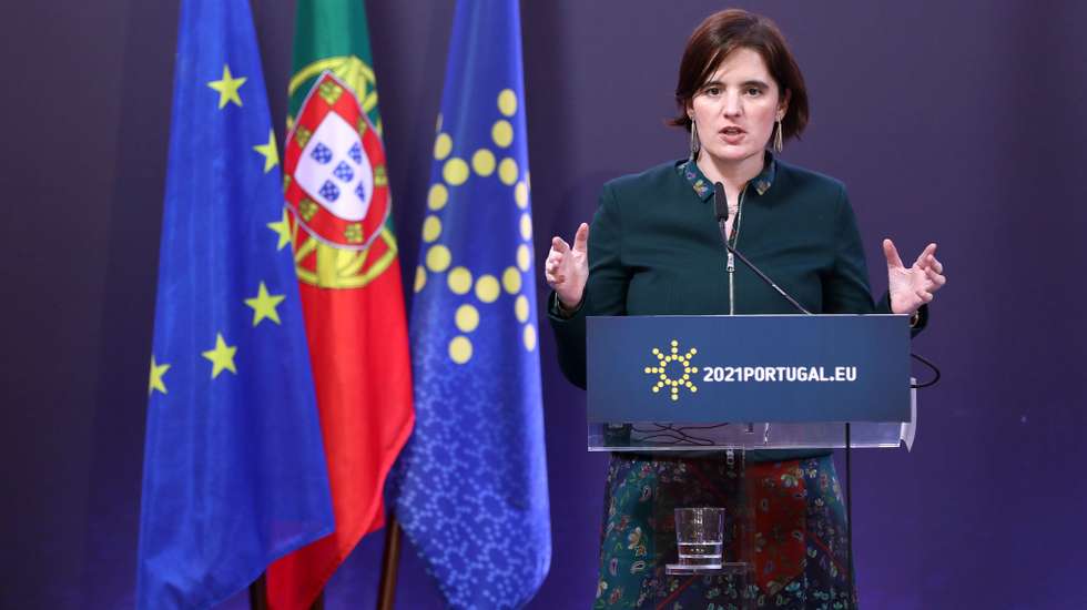 Portuguese Minister of State for the Presidency, Mariana Vieira da Silva, attends a press conference after a Informal video conference of Ministers for Employment, Social Policy, Health and Consumer Affairs (EPSCO) under the theme “Jobs, Qualifications and Cohesion: Priorities of a Stronger Social Europe”, in Lisbon, Portugal, 22 February 2021. The purpose of these talks was for the Member States to be able to present their contributions and share their ambitions regarding the Action Plan on the Implementation of the European Pillar of Social Rights, which will be presented to by the European Commission in March. ANTONIO PEDRO SANTOS/LUSA