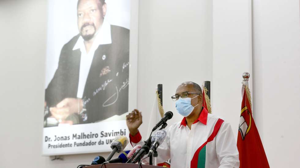 O presidente da UNITA, Adalberto da  Costa Junior, discursa durante a abertura do ano politico do partido, Luanda, Angola, 15 de janeiro de 2021. AMPE ROGÉRIO/LUSA