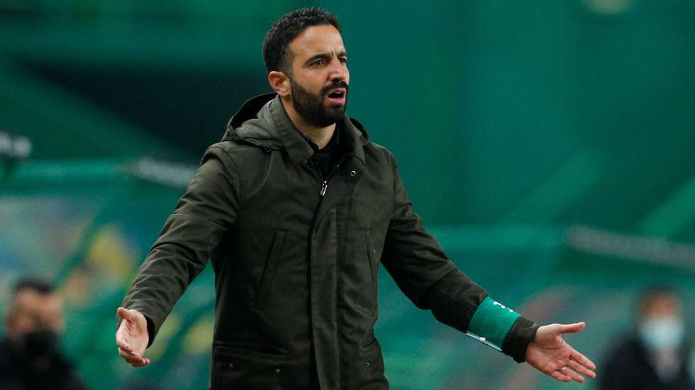 Sporting's head coach Ruben Amorim reacts during the Portuguese First League soccer match with Rio Ave held at Alvalade Stadium in Lisbon, Portugal, 15th January 2021.  ANTONIO COTRIM/LUSA