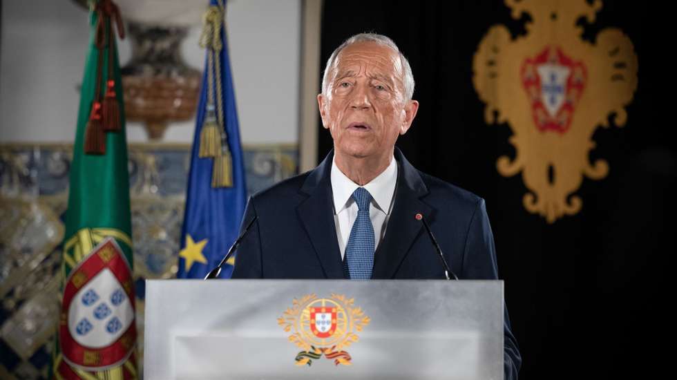 O Presidente da República, Marcelo Rebelo de Sousa, fala ao país numa declaração a partir do Palácio de Belém, após decretar a renovação do estado de emergência em Portugal, Lisboa, 11 de fevereiro de 2021.  MIGUEL FIGUEIREDO LOPES/PRESIDÊNCIA DA REPÚBLICA/LUSA