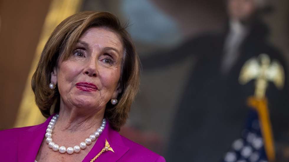 epa09357215 Speaker of the House Nancy Pelosi participates in a bill enrollment ceremony in the US Capitol in Washington, DC, USA, 21 July 2021. Speaker of the House Pelosi has rejected two top Republican lawmakers chosen by House Minority Leader Kevin McCarthy to sit on the special committee investigating the January 6 Capitol riot.  EPA/SHAWN THEW