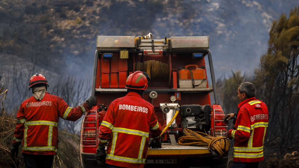 Bombeiros combatem um incêndio em Testeira, Vila Real, 12 de agosto de 2025. Perto de 1.200 operacionais estavam hoje, pelas 15:15, empenhados no combate aos três mais preocupantes incêndios em destaque pela Proteção Civil, que lavram em Vila Real, Tabuaço e Trancoso. PEDRO SARMENTO COSTA/LUSA