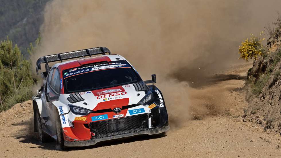 Kalle Rovanpera of Finland drives his Toyota GR Yaris Rally 1 during the SS12 of the Rally Portugal 2023 as part of the World Rally Championship (WRC) in Amarante, Portugal, 13 May 2023. JOSE COELHO/LUSA