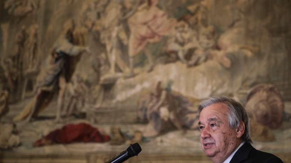 UN Secretary-General António Guterres participates in the launch of the books "Portugal in the UN: 65 Years of History" and "Multilateral Portugal", at the Ministry of Foreign Affairs, Lisbon, Portugal, July 3, 2021. MARIO CRUZ/LUSA