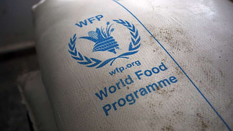 epa08731081 (FILE) - Food rations provided by the World Food Programme (WFP) sit at an aid distribution center in Sana'a, Yemen, 11 February 2020 (reissued 09 October 2020). The 2020 Nobel Peace Prize has been awarded to World Food Programme, the  Norwegian Nobel Committee announced in Oslo.  EPA/YAHYA ARHAB *** Local Caption *** 55868814