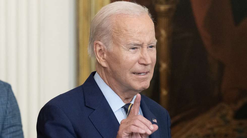 epa10789487 US President Joe Biden delivers remarks welcoming the 2022 World Series champions Houston Astros during a ceremony in the East Room of the White House in Washington, DC, USA, 07 August 2023.  EPA/MICHAEL REYNOLDS