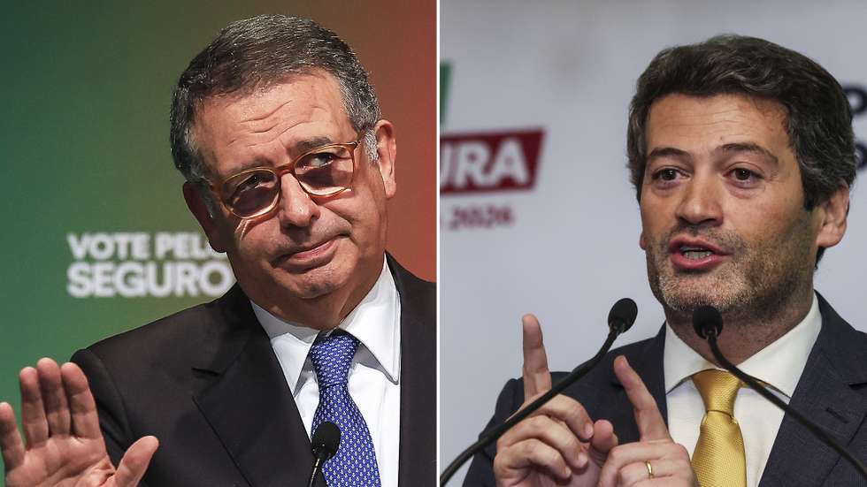 Combo de fotografias. António José Seguro (E), apoiado pelo PS, e André Ventura, apoiado pelo Chega, vão disputar a segunda volta das presidenciais, em 08 de fevereiro, segundo os resultados provisórios das eleições de domingo, 19 de janeiro de 2025. LUSA
