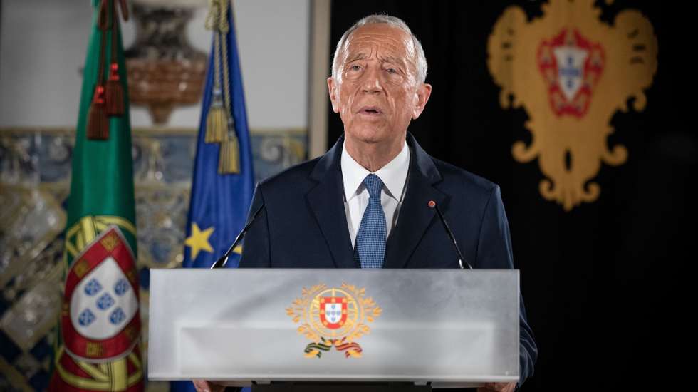 O Presidente da República, Marcelo Rebelo de Sousa, fala ao país numa declaração a partir do Palácio de Belém, após decretar a renovação do estado de emergência em Portugal, Lisboa, 11 de fevereiro de 2021.  MIGUEL FIGUEIREDO LOPES/PRESIDÊNCIA DA REPÚBLICA/LUSA