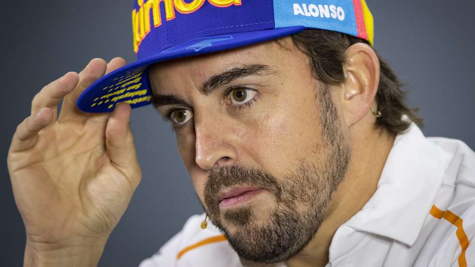 epa09005307 (FILE) - Spanish Formula One driver Fernando Alonso of McLaren attends a press conference ahead of the Abu Dhabi Formula One Grand Prix 2018 at Yas Marina Circuit in Abu Dhabi, United Arab Emirates, 22 November 2018 (re-issued 11 February 2021). Fernando Alonso's team Alpine F1 released a statement 11 February 2021 confirming that Alonso was involved in a road accident while cycling in Switzerland. The statement says that Alonso is conscious and well and awaiting further medical examination.  EPA/VALDRIN XHEMAJ *** Local Caption *** 54792628