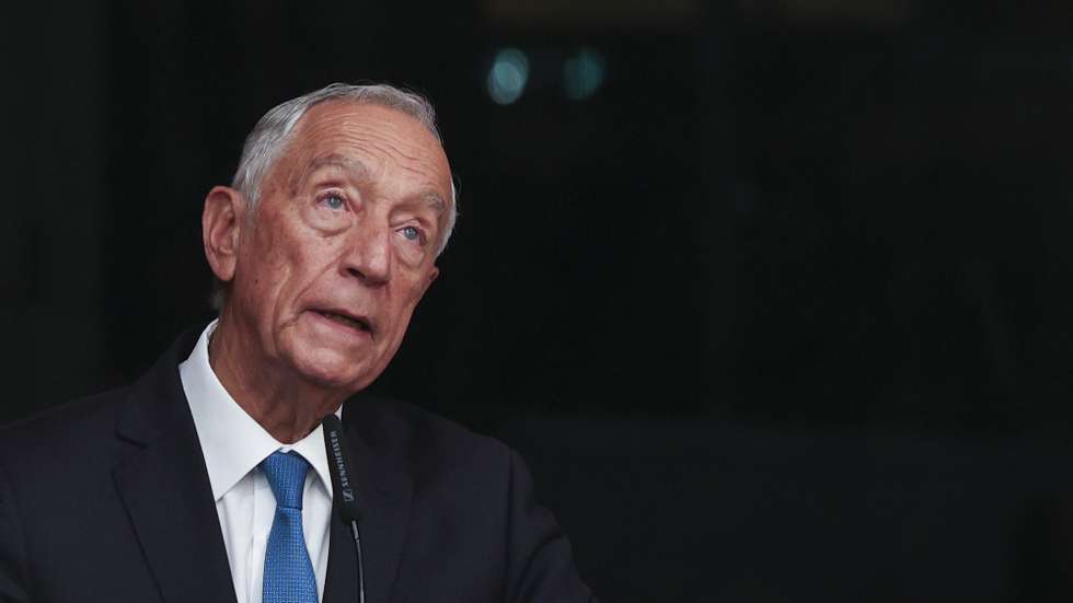O Presidente da República, Marcelo Rebelo de Sousa, discursa durante a apresentação do livro de memórias de Eduardo Ferro Rodrigues "Assim vejo a minha vida" no Centro Cultural de Belém, Lisboa, 23 de outubro de 2023. TIAGO PETINGA/LUSA