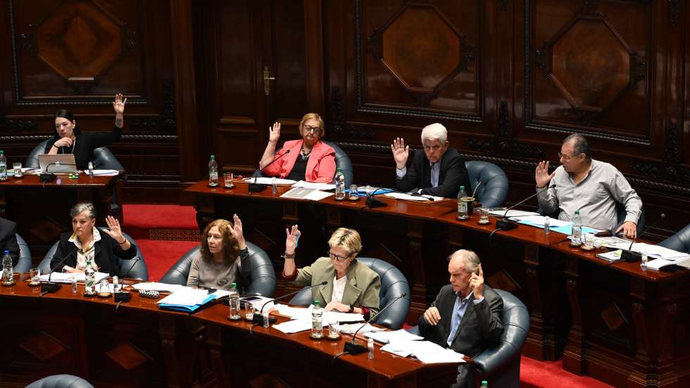 epa12456761 Uruguayan senators from the Broad Front party participate during a debate in Montevideo, Uruguay, 15 October 2025. The Uruguayan Senate began discussing the Dignified Death bill, which could lead to the South American country legalizing euthanasia.  EPA/FEDERICO GUTIERREZ