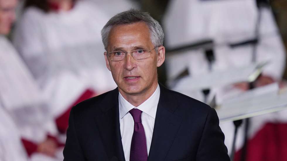 epa09357802 NATO Secretary General Jens Stoltenberg gives a speech in the Oslo Cathedral during a memorial service for the victims of the 2011 terrorist attacks, in Oslo, Norway, 22 July 2021. Norway is commemorating the event that killed 77 people at the Government Office Complex in Oslo and on the island of Utoya. National memorial events will be held throughout the day in Oslo and in the municipality of Hole.  EPA/TORSTEIN BOE / POOL  NORWAY OUT