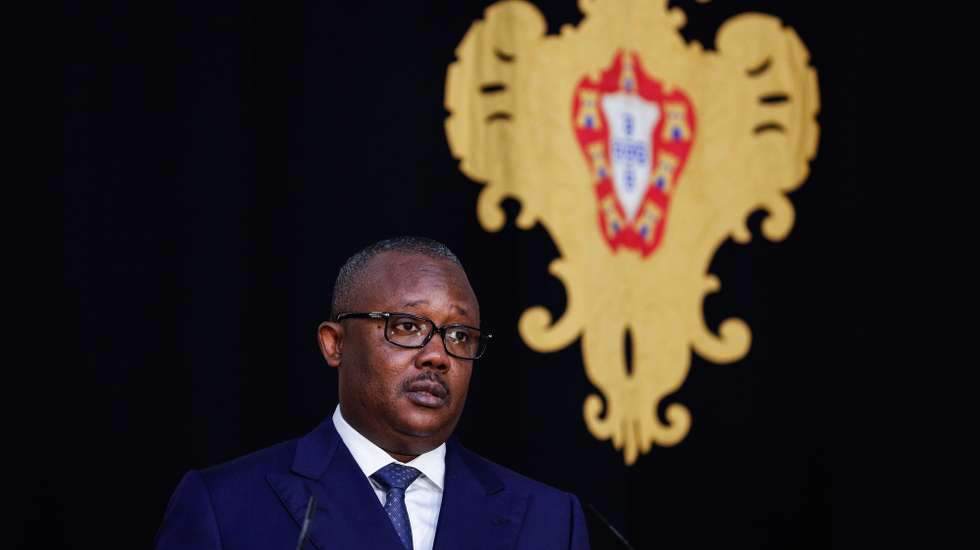 Guinea-Bissau President, General Umaro Sissoco Embaló, and his Portuguese counterpart, Marcelo Rebelo de Sousa (not in the picture), during a press conference at Belem Palace, Lisbon, Portugal, 8th October 2020. Umaro Sissoco Embaló is in Portugal for a two days official visit.  ANTONIO COTRIM/LUSA