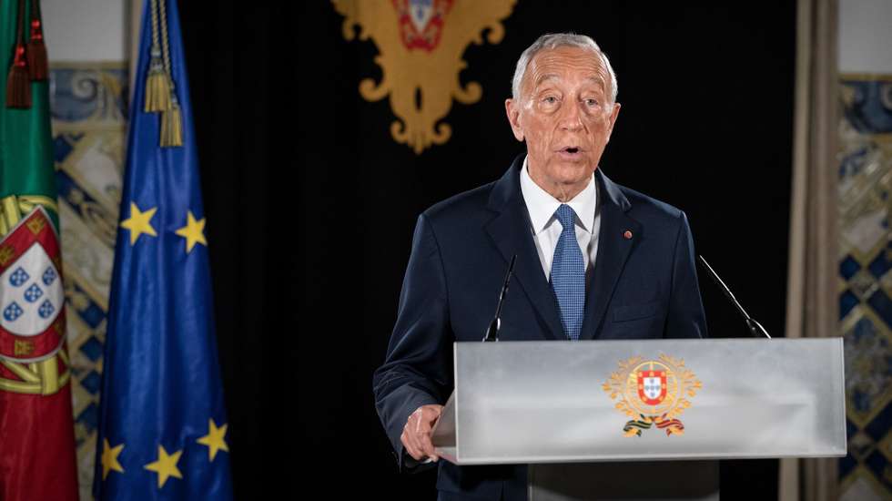 O Presidente da República, Marcelo Rebelo de Sousa, fala ao país numa declaração a partir do Palácio de Belém, após decretar a renovação do estado de emergência em Portugal, Lisboa, 11 de fevereiro de 2021.  MIGUEL FIGUEIREDO LOPES/PRESIDÊNCIA DA REPÚBLICA/LUSA