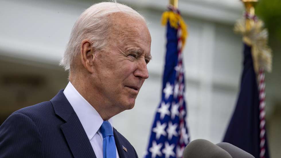 epa09198229 US President Joe Biden gives remarks on the new Covid-19 Centers for Disease Control mask guidelines in the Rose Garden, at the White House in Washington, DC, USA, 13 May 2021. Fully vaccinated people no longer need to wear a face mask or stay six feet away from others in most settings, whether outdoors or indoors, the Centers for Disease Control and Prevention said in updated public health guidance released on 13 May.  EPA/TASOS KATOPODIS / POOL