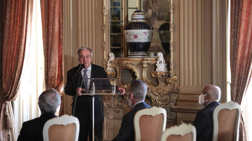 UN Secretary-General António Guterres participates in the launch of the books "Portugal in the UN: 65 Years of History" and "Multilateral Portugal", at the Ministry of Foreign Affairs, Lisbon, Portugal, July 3, 2021. MARIO CRUZ/LUSA