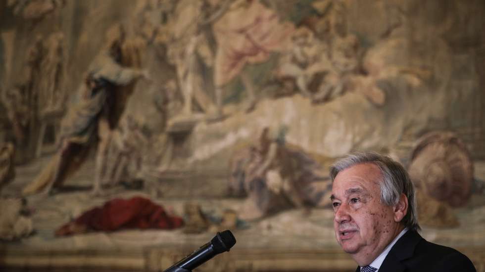 UN Secretary-General António Guterres participates in the launch of the books &quot;Portugal in the UN: 65 Years of History&quot; and &quot;Multilateral Portugal&quot;, at the Ministry of Foreign Affairs, Lisbon, Portugal, July 3, 2021. MARIO CRUZ/LUSA