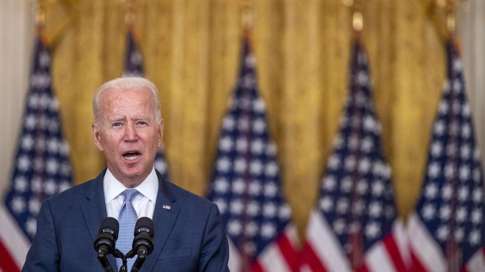 epa09411435 US President Joe Biden delivers remarks on how his 'Build Back Better' agenda will lower prescription drug prices in East Room of the White House in Washington, DC, USA, 12 August 2021.  EPA/SHAWN THEW