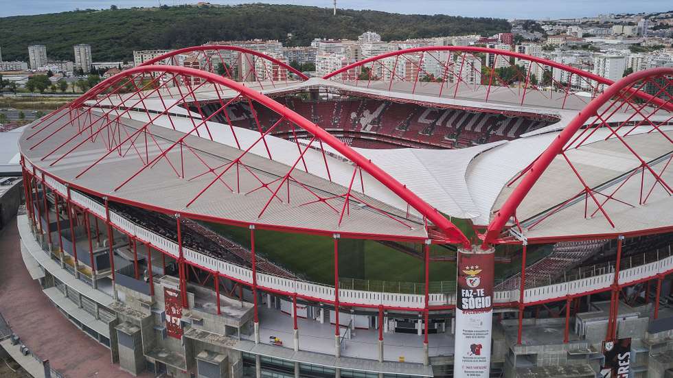 General view of the Luz Stadium where will be played the final of the UEFA Champions League 2020, in Lisbon, Portugal, 17 June 2020. The 2019/20 edition of UEFA Champions League, which was suspended in March due to the covid-19 pandemic, will be resumed with the remaining four Round of 16 matches, followed by the first-ever outcome on neutral fields, at Luz and Jose Alvalade stadiums in Lisbon. MARIO CRUZ/LUSA
