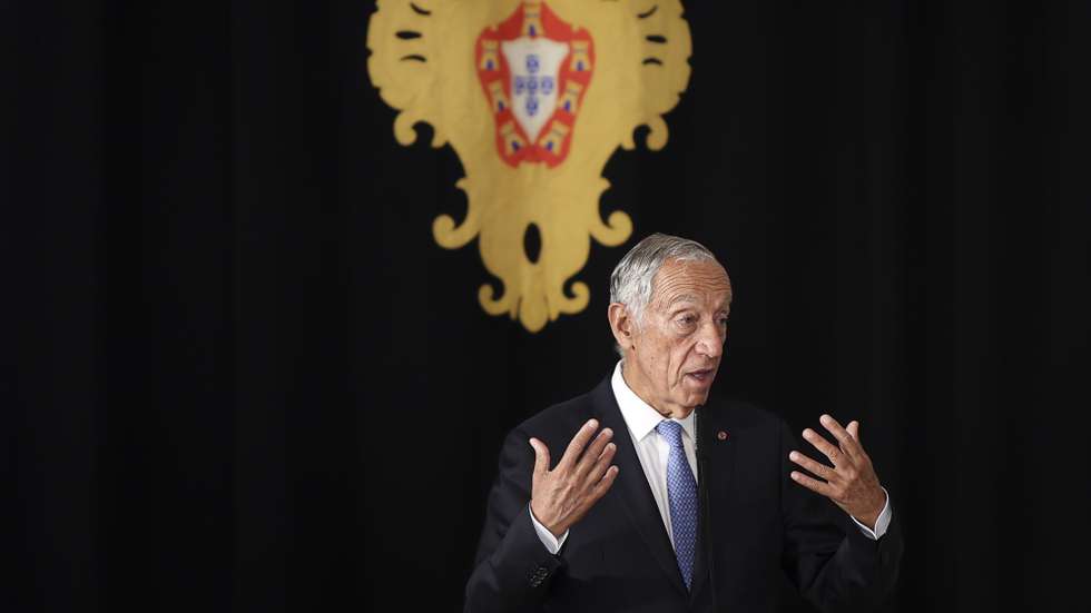O Presidente da República, Marcelo Rebelo de Sousa, discursa durante o encontro com os jogadores da Seleção Nacional de Andebol em Cadeira de Rodas, no Palácio de Belém, em Lisboa, 18 maio 2023. FILIPE AMORIM/LUSA