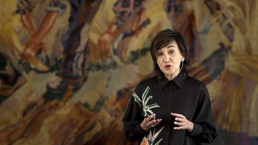 A ministra da Agricultura e da Alimentação, Maria do Céu Antunes, intervém na cerimónia de apresentação da 2.ª fase do Projeto de Transformação Digital da área governativa da Agricultura e Alimentação e de assinatura do protocolo entre o Instituto de Financiamento da Agricultura e Pescas (IFAP), a Estrutura de Missão para a Expansão do Sistema de Informação Cadastral Simplificado (eBUPi) e o Instituto dos Registos e do Notariado (IRN), no Ministério da Agricultura e Alimentação, em Lisboa, 11 de janeiro de 2024. FILIPE AMORIM/LUSA