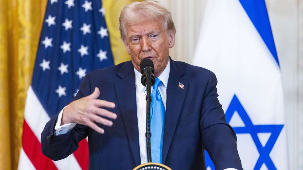 epa11875651 US President Donald Trump speaks during a press conference with Israeli Prime Minister Benjamin Netanyahu (Not Pictured) in the East Room of the White House in Washington, DC, USA, 04 February 2025. President Trump said that the he wants the US to take an ''ownership position'' of Gaza.  EPA/JIM LO SCALZO / POOL
