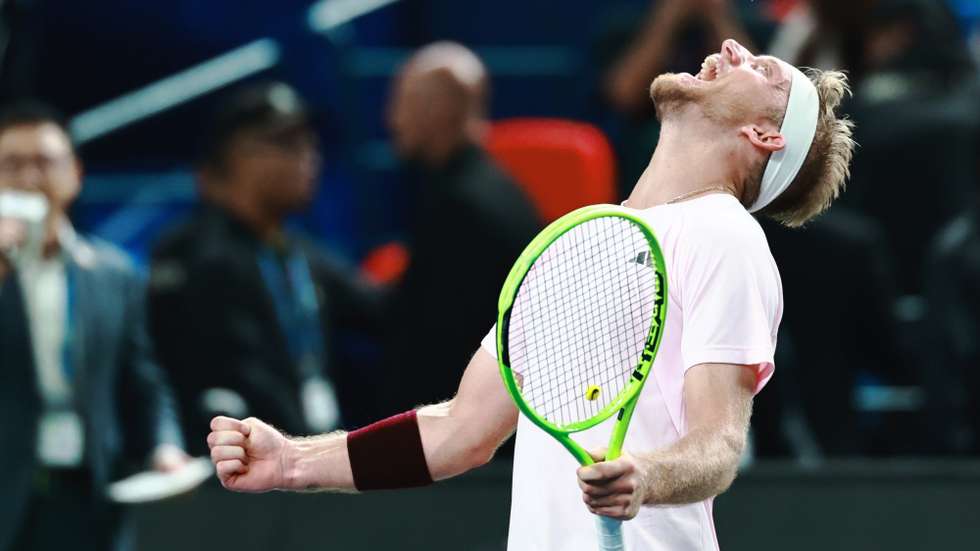 epa13313309 Alejandro Davidovich Fokina of Spain celebrates after winning his Men's Singles final match against Rafael Jodar of Spain at the Shanghai Masters tennis tournament in Shanghai, China, 18 October 2026.  EPA/ALEX PLAVEVSKI