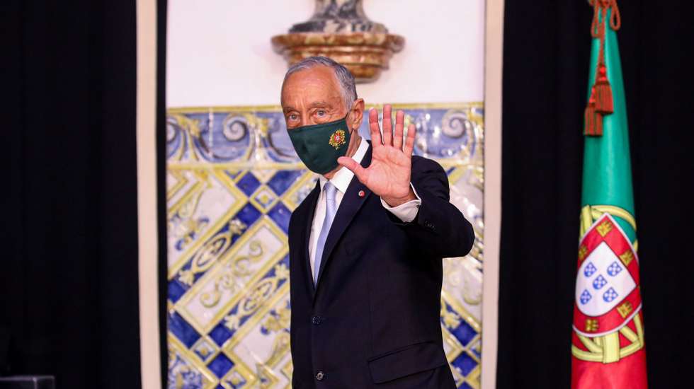 Portugal's President Marcelo Rebelo de Sousa waves after received from the Secretary General of the Presidency of the Republic (L) the Band of the Three Orders, symbol of the President of the Republic and Grand Master of the Portuguese Honorific Orders as he arrives to Belem Palace, after his swearing ceremony for a second term as President of the Republic, in Lisbon, Portugal, 09 March 2021. Reelected in the January 24 presidential elections with 60.67% of the votes cast, the 72-year-old retired law professor, a former constituent deputy, will be sworn in on the original of the Constitution of the Portuguese Republic. ANDRE KOSTERS/LUSA