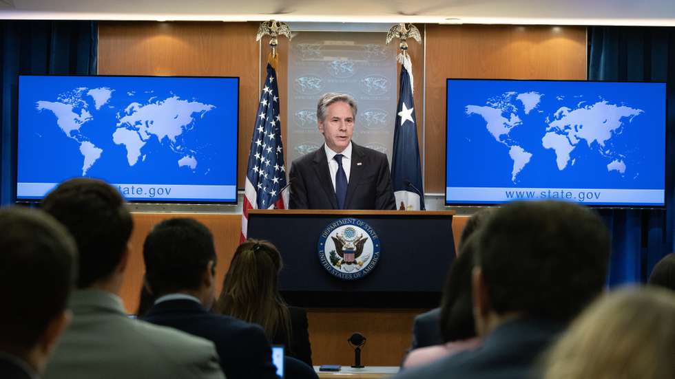 epa11294592 US Secretary of State Antony Blinken delivers remarks on the release of the 2023 Country Reports on Human Rights Practices, at the State Department in Washington, DC, USA, 22 April 2024. The Country Reports on Human Rights Practices, also known as the 'Human Rights Reports', covers internationally recognized individual, civil, political, and worker rights set forth by international agreements.  EPA/MICHAEL REYNOLDS