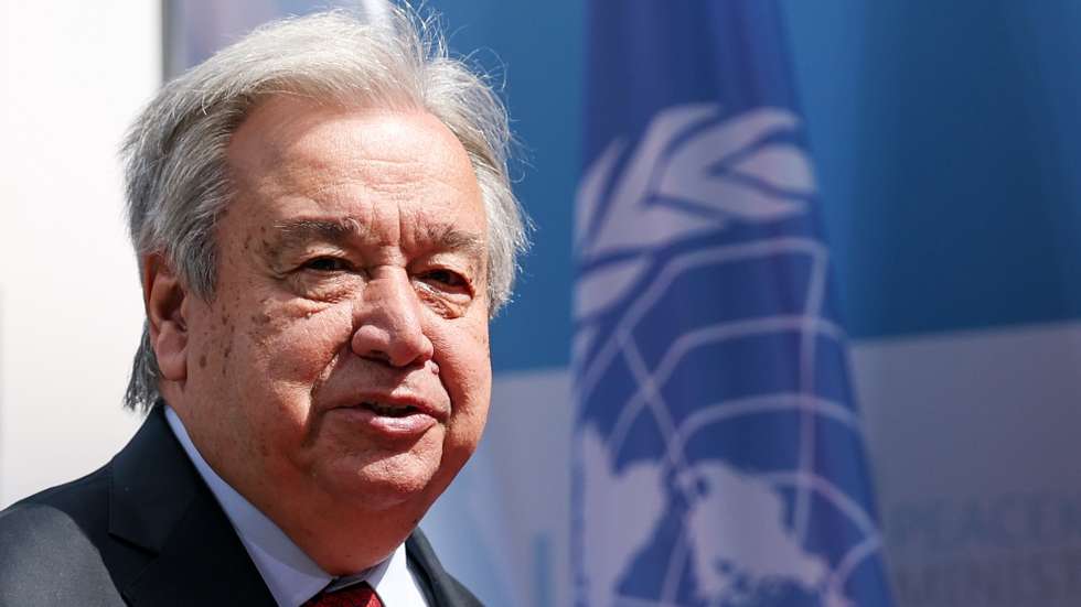 epa12095637 United Nations Secretary-General Antonio Guterres arrives for the UN Peacekeeping Ministerial forum in Berlin, Germany, 13 May 2025. The UN Peacekeeping Ministerial runs from 13 to 14 May 2025, and serves as a high-level political forum to discuss the future of peacekeeping and for Member States to express and demonstrate their political support.  EPA/FILIP SINGER