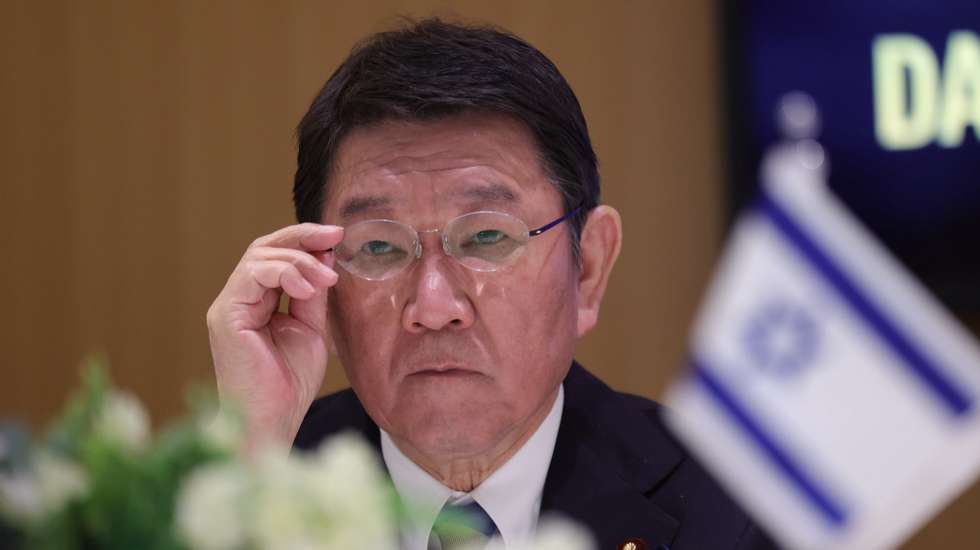 epa12642244 Japan’s Foreign Minister Toshimitsu Motegi during his meeting with Israeli Foreign Minister Gideon Sa’ar at the Foreign Ministry in Jerusalem, 11 January 2026.  EPA/ABIR SULTAN