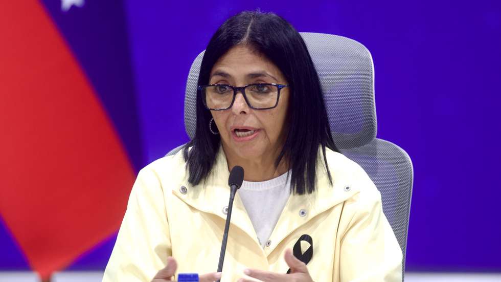 epa13082094 Acting President of Venezuela, Delcy Rodriguez, speaks during a press conference, where she thanked the 147 countries and 'international artists, including Bad Bunny among others, who sent aid' after the double earthquake, in Caracas, Venezuela, 02 July 2026. The death toll stands at at least 2,595, while the number of injured is 12,400, Rodriguez reported.  EPA/IVAN CARDENAS