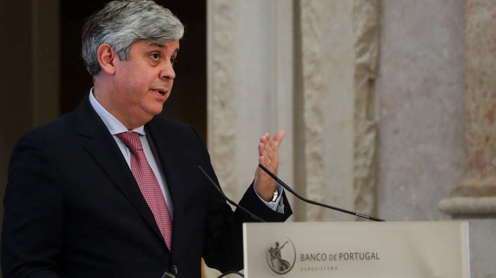 O governador do Banco de Portugal, Mário Centeno, intervém durante a apresentação do Boletim Económico de dezembro, que inclui projeções para a evolução da economia portuguesa no período 2020 a 2023, na sede em Lisboa, 14 de dezembro de 2020. TIAGO PETINGA/POOL/LUSA