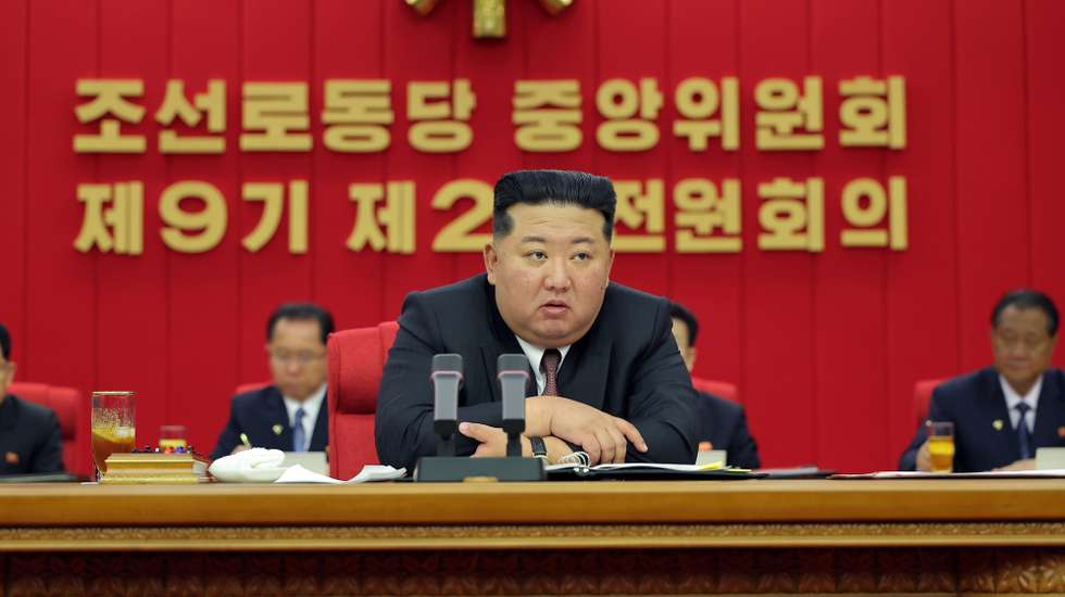 epa13057680 A photo released by the official North Korean Central News Agency (KCNA) shows North Korean leader Kim Jong Un (C) speaking during the Second Plenary Meeting of the Ninth Central Committee of the Workers' Party of Korea (WPK) held from 20-22 June 2026 in Pyongyang, North Korea (issued 23 June 2026). According to KCNA the three-day political gathering concluded with a resolution to accelerate the development of the country's nuclear technologies and strengthen its defense capabilities.  EPA/KCNA  EDITORIAL USE ONLY
