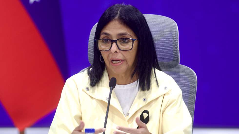epa13082094 Acting President of Venezuela, Delcy Rodriguez, speaks during a press conference, where she thanked the 147 countries and 'international artists, including Bad Bunny among others, who sent aid' after the double earthquake, in Caracas, Venezuela, 02 July 2026. The death toll stands at at least 2,595, while the number of injured is 12,400, Rodriguez reported.  EPA/IVAN CARDENAS