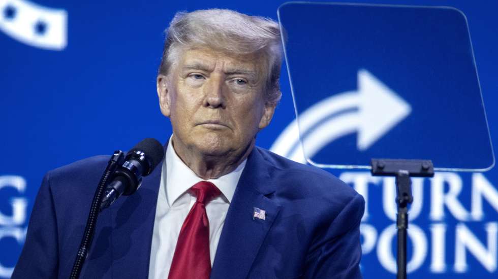 epa10748662 Former US President Donald J. Trump delivers remarks during the Turning Point Action Conference in West Palm Beach, Florida, USA, 15 July 2023. Turning Point Action is a conservative organization founded in 2019, its mission is to embolden the conservative base through grassroots activism and provide voters with resources to elect conservative leaders.  EPA/CRISTOBAL HERRERA-ULASHKEVICH