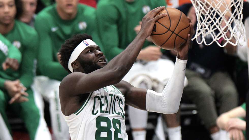 epa11042646 Boston Celtics center Neemias Queta lays up the ball during the second half of the NBA basketball game between the Boston Celtics and Los Angeles Clippers in Los Angeles, California, USA, 23 December 2023.  EPA/ALLISON DINNER  SHUTTERSTOCK OUT