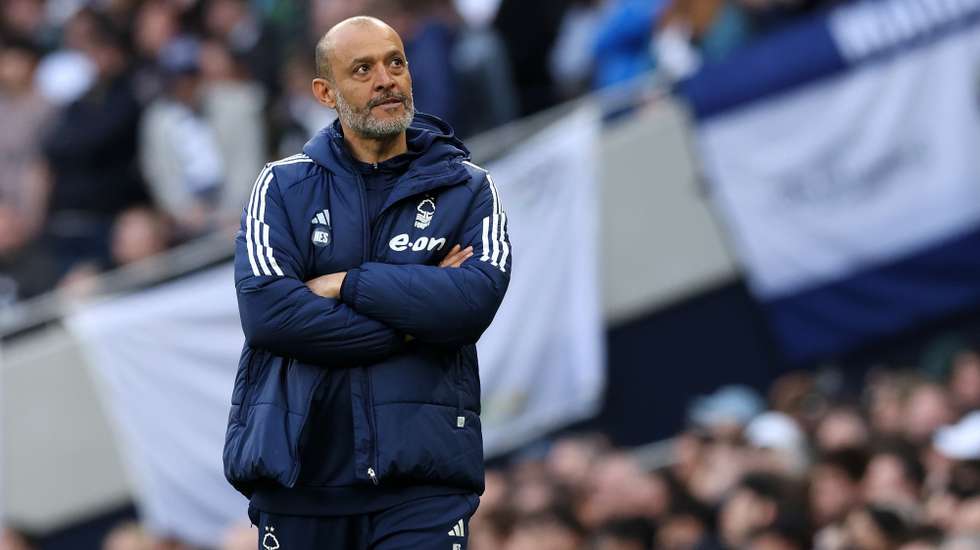 epa11264550 Nottingham Forest head coach Nuno Espirito Santo follows the English Premier League soccer match between Tottenham Hotspur and Nottingham Forest in London, Britain, 07 April 2024.  EPA/ANDY RAIN EDITORIAL USE ONLY. No use with unauthorized audio, video, data, fixture lists, club/league logos, 'live' services or NFTs. Online in-match use limited to 120 images, no video emulation. No use in betting, games or single club/league/player publications.