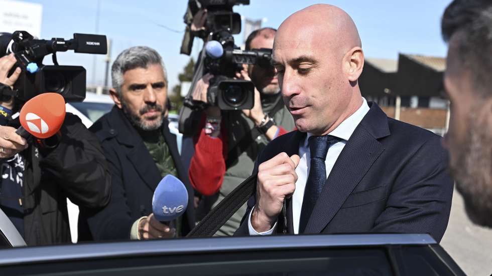 epa11895345 Former president of the Spanish Soccer Federation (RFEF) Luis Rubiales leaves after a session in the trial against Rubiales and three co-defendants at the Audiencia Nacional Court, in San Fernando de Henares, Madrid, Spain, 14 February 2025. Rubiales is accused of sexual assault for the non-consensual kiss to player Hermoso after the Spanish team's victory in the FIFA Women's World Cup in Sydney, Australia, in August 2023. Three of his former colleagues, Vilda, Luque, and Rivera are accused of colluding in the coercion of Rubiales.  EPA/FERNANDO VILLAR