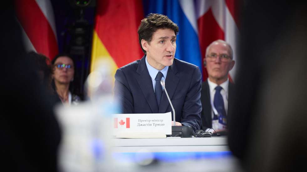 epa11921002 A handout photo made available by the Ukrainian Presidential Office shows Canada's Prime Minister Justin Trudeau attending the Support Ukraine summit in Kyiv, Ukraine, 24 February 2025. Ukraine marks the third anniversary since Russia began its full-scale invasion of the country in 2022.  EPA/Ukrainian Presidential Office HANDOUT HANDOUT EDITORIAL USE ONLY/NO SALESHANDOUT EDITORIAL USE ONLY/NO SALES