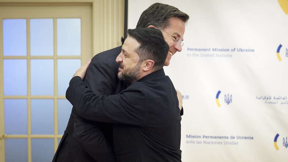 epa13259372 A handout photo made available by the Ukrainian Presidential Press Service shows Ukrainian President Volodymyr Zelensky (L) and NATO Secretary General Mark Rutte (R) meeting in New York, USA, 24 September 2026. Zelensky and Rutte discussed securing Patriot interceptors for Ukraine. World leaders arrived in New York to attend the 81st session of the United Nations General Assembly.  EPA/PRESIDENTIAL PRESS SERVICE HANDOUT HANDOUT  HANDOUT EDITORIAL USE ONLY/NO SALES