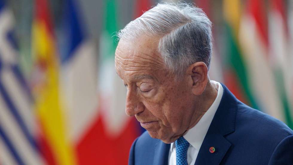 epa12781528 European Council President Antonio Costa (unseen) welcomes Portugal’s President Marcelo Rebelo de Sousa during his visit to the European institutions in the European Council in Brussels, Belgium, 27 February 2026.  EPA/OLIVIER MATTHYS