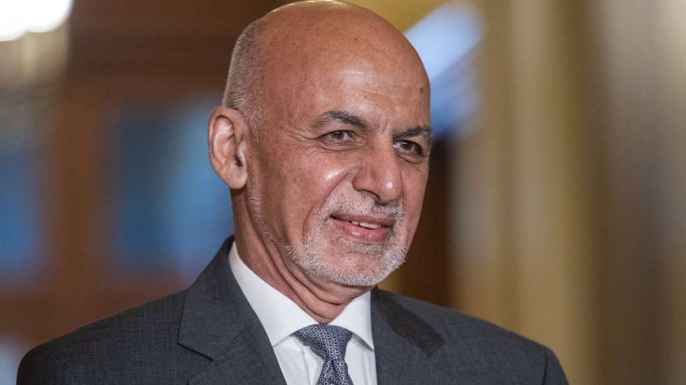 epa09301123 Afghan President Ashraf Ghani delivers remarks prior to a meeting with Speaker of the House Nancy Pelosi in the US Capitol in Washington, DC, USA, 25 June 2021. About 650 US troops will remain in Kabul following the withdrawal of US forces scheduled to be completed in the next couple of weeks.  EPA/SHAWN THEW