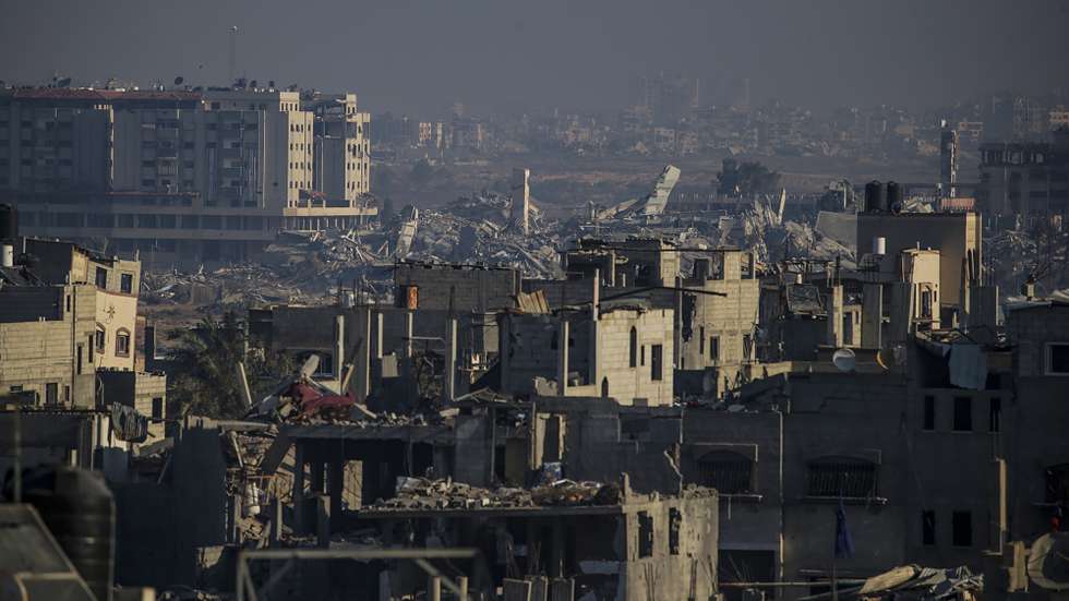 epa11751068 A view of destroyed buildings in the north of Al Nuseirat refugee camp, central Gaza Strip, 01 December 2024. According to the Palestinian Ministry of Health in Gaza, at least 15 Palestinians were killed following an Israeli airstrike in Al Nuseirat refugee camp overnight. More than 44,300 Palestinians and over 1,400 Israelis have been killed, according to the Palestinian Health Ministry and the Israeli Army, since Hamas militants launched an attack against Israel from the Gaza Strip on 07 October 2023, and the Israeli operations in Gaza and the West Bank which followed it.  EPA/MOHAMMED SABER