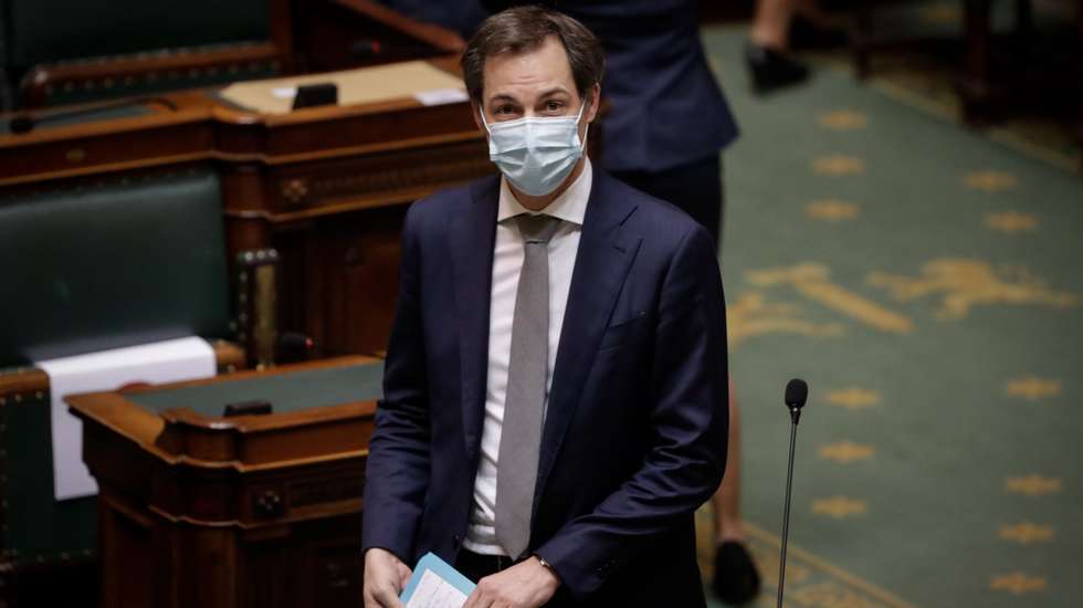 epa09004231 Belgium Prime Minister Alexander De Croo attends a plenary session at the federal parliament, in Brussels, Belgium, 11 February 2020. The federal parliament will debate COVID-19 restrictions.  EPA/STEPHANIE LECOCQ
