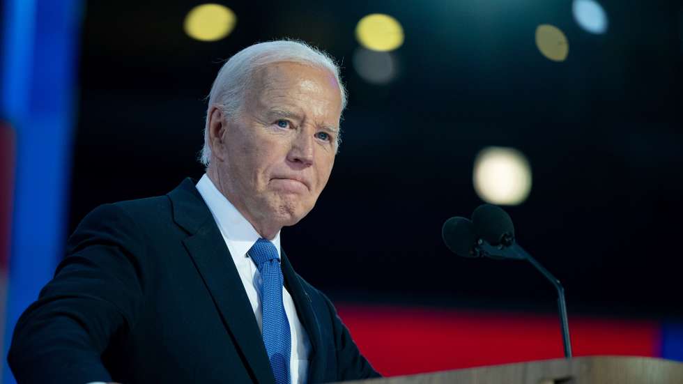 epa11556274 United States President Joe Biden delivers remarks at the 2024 Democratic National Convention in Chicago, Illinois, USA, 19 August 2024 (issued 20 August 2024). The 2024 Democratic National Convention is being held from 19 to 22 August 2024, during which delegates of the United States' Democratic Party will vote on the party's platform and ceremonially vote for the party's nominee for president, Vice President Kamala Harris, and for vice president, Governor Tim Walz of Minnesota, for the upcoming presidential election.  EPA/ANNABELLE GORDON / CNP / POOL