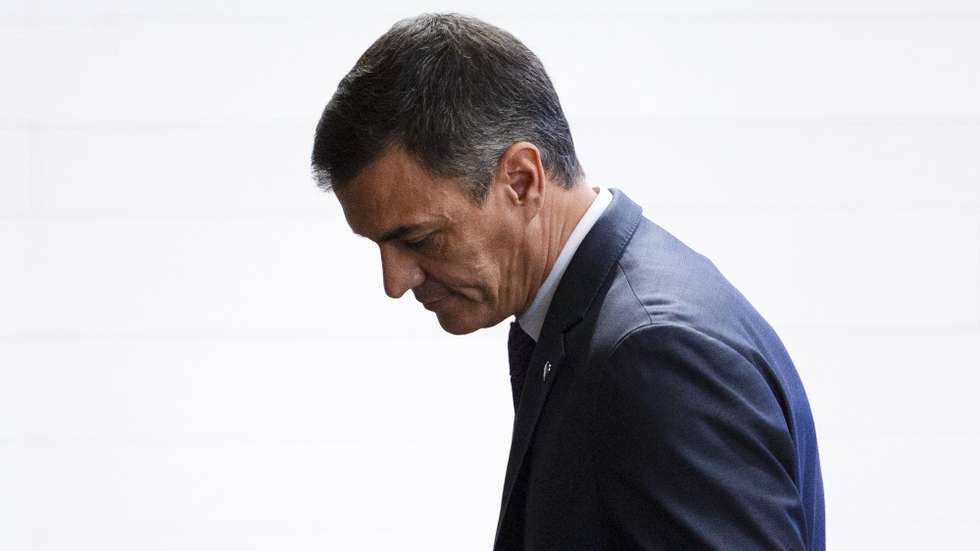 epa10861877 Spanish acting Prime Minister, Pedro Sanchez, arrives for an event held to present the strategic plan of the Spanish Presidency of the Council of the EU to strengh the economic security and the global leadership of the European Union in this decade, in Madrid, Spain, 15 September 2023.  EPA/Daniel Gonzalez
